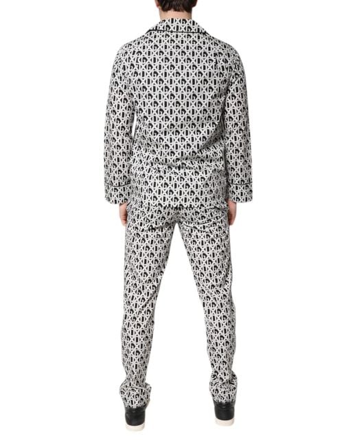 Dolce & Gabbana Multicolor Black White Dg Print Cotton Pajama Set Sleepwear for men