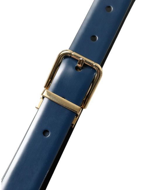 Dolce & Gabbana Blue Elegant Calf Leather Belt for men