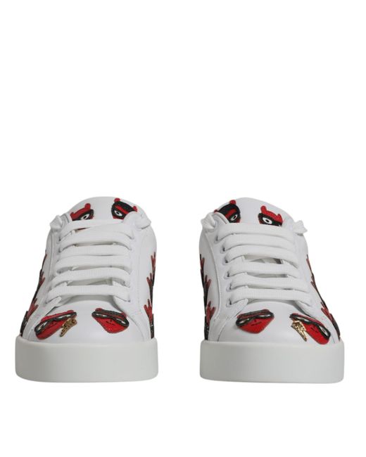 Dolce & Gabbana White Devil Face Portofino Sneakers Shoes