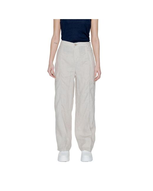 Street One Multicolor Beige Linen Jeans & Pant