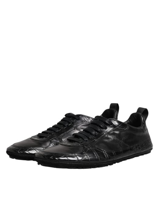 Dolce & Gabbana Black Exotic Leather Low Top Sneakers Shoes for men