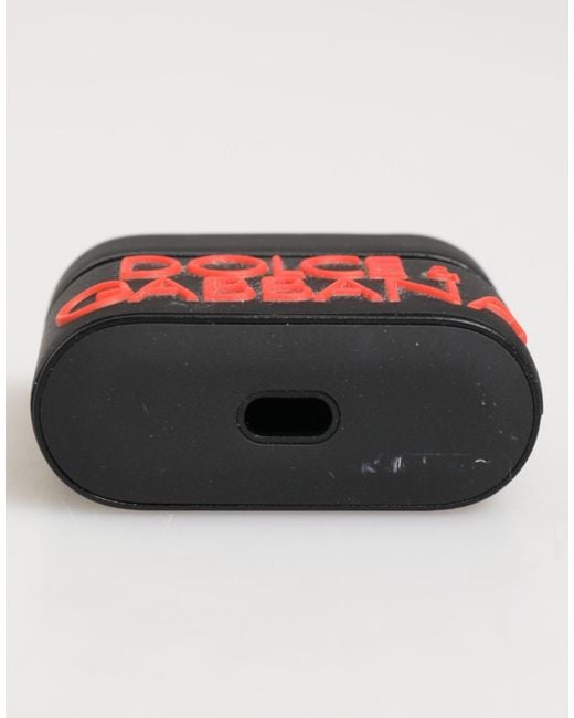 Dolce & Gabbana Black Rubber Logo Embossed Accessory Airpods Case
