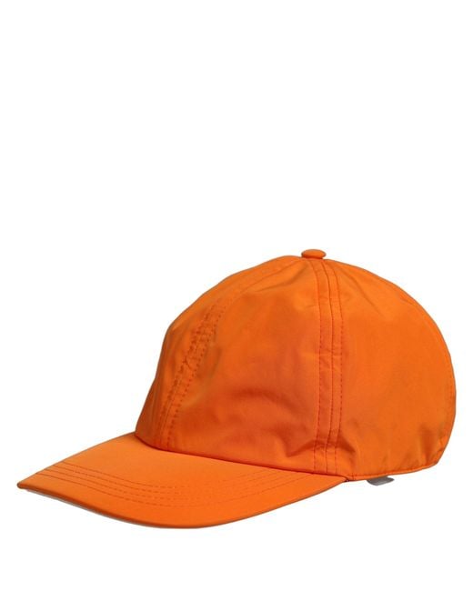 Dolce & Gabbana Red Men Orange Polyester Baseball Cap 6 Panels Hat for men