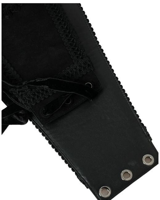 Dolce & Gabbana Black Canvas Embellished Waist Belt