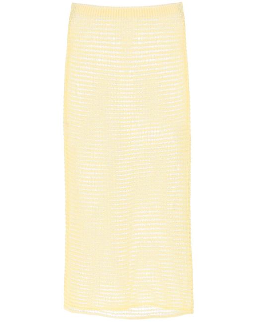 Paloma Wool Yellow Knitted Midi Skirt With Perfor