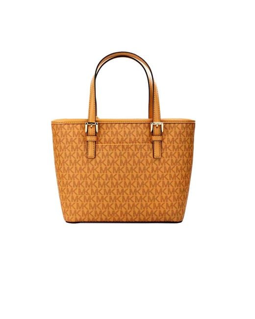 Michael Kors Jet Set Cider Pvc Leather Xs Carryall Top Zip Tote Bag Purse Lyst