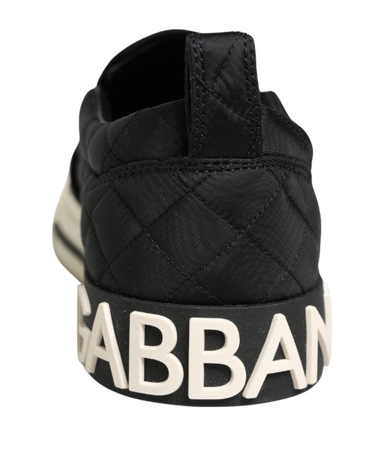Dolce & Gabbana Black Quilted Slip On Low Top Sneakers Shoes