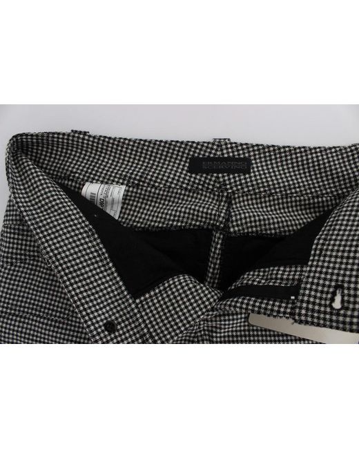 Ermanno Scervino Gray Checkered Cotton Casual Pants