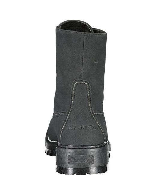 U.S. POLO ASSN. Black Contrast Lace-Up Fleece Ankle Boots