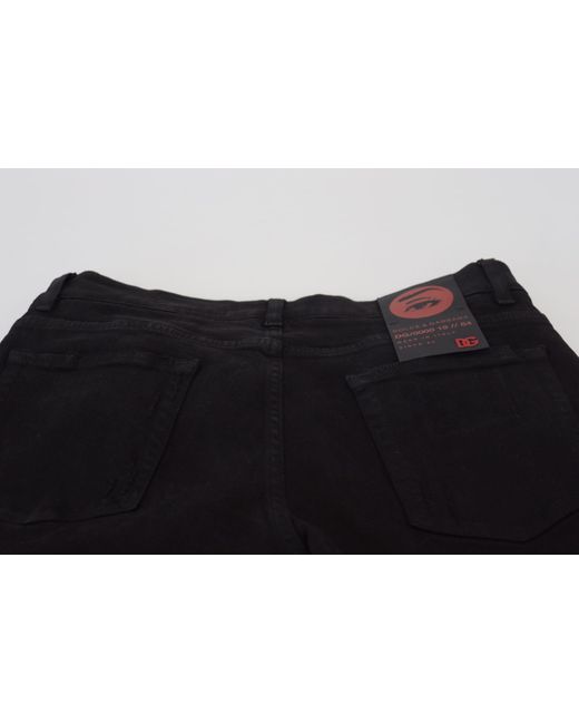 Dolce & Gabbana Black Svelte Tattered Slim Fit Denim for men
