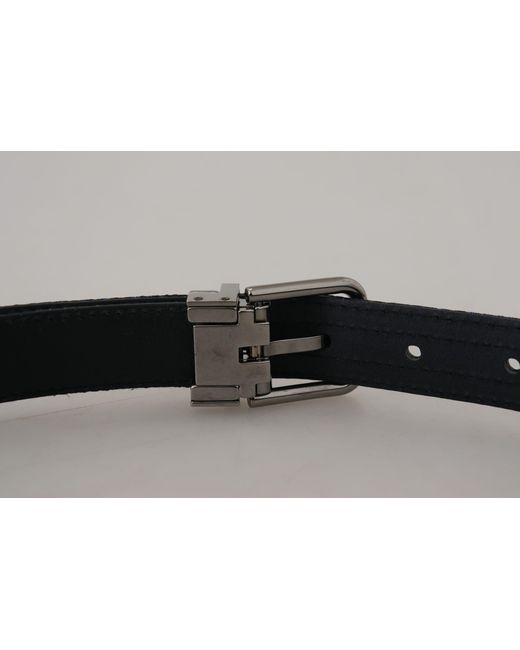Dolce & Gabbana Black Elegant Jacquard Leather Belt for men