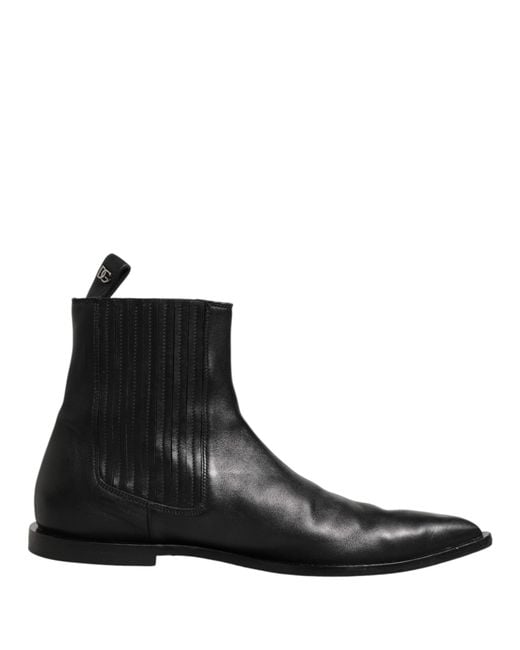 Dolce & Gabbana Black Chelsea Men Short Ankle Boots Shoes for men