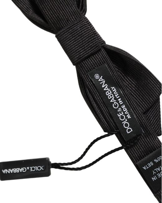 Dolce & Gabbana Men Black 100% Silk Adjustable Neck Papillon Bow Tie for men