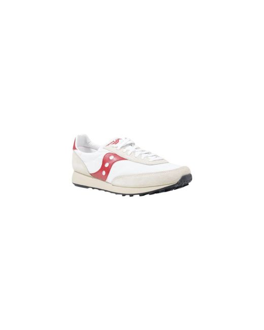 Saucony Pink White Leather Athletic Sneakers for men