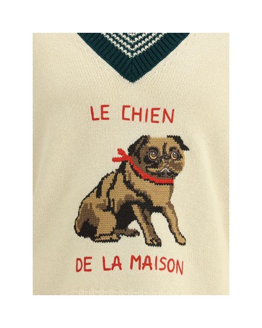 Valentino White Le Chien De La Maison Wool Sweater for men