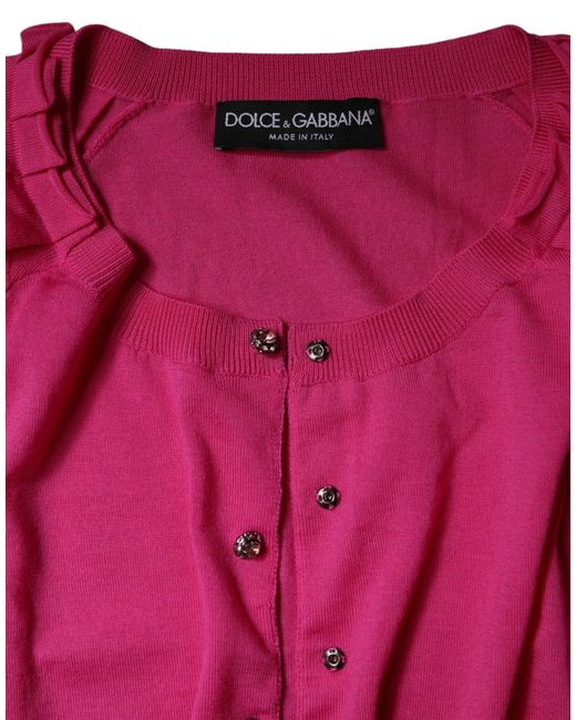 Dolce & Gabbana Pink Wool Button Down Cardigan Sweater