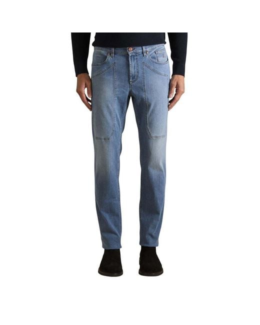 Jeckerson Blue Recycled Polyester Skinny Jeans for men