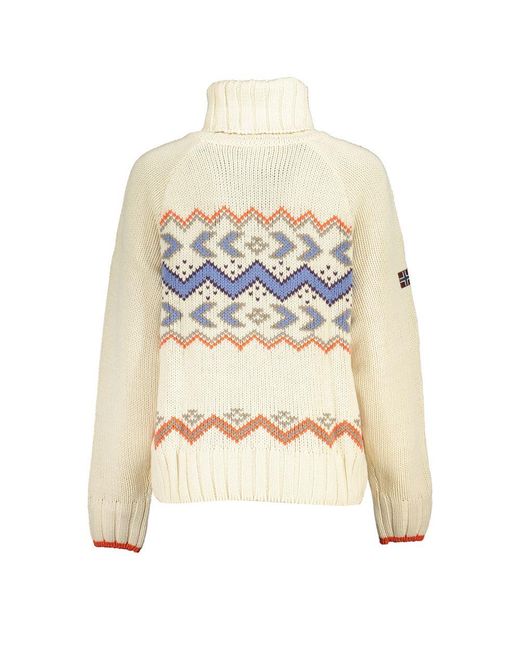 Napapijri White Chic High Neck Sweater With Elegant Detailing