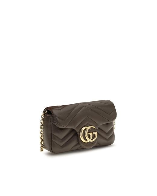Gucci Gray Brown Calf Leather Bos Taurus Shoulder Bag