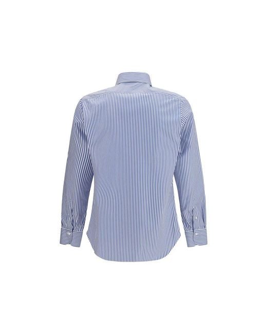 Finamore 1925 Blue Cotton Pattern Shirt for men