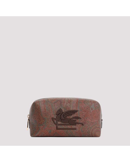 Etro Brown S Paisley Fabric Pouch for men