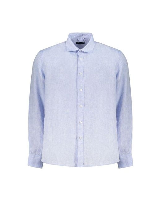 North Sails Blue Azzurro Linen Mens Shirt for men