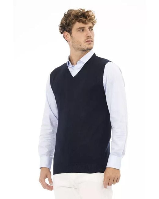 Alpha Studio Blue Viscose Men's V for men