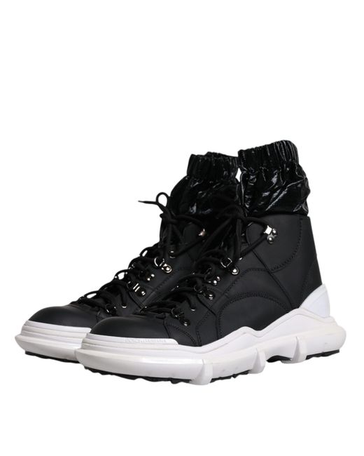 Dolce & Gabbana Black Nylon Galileo High Top Sneakers Shoes for men