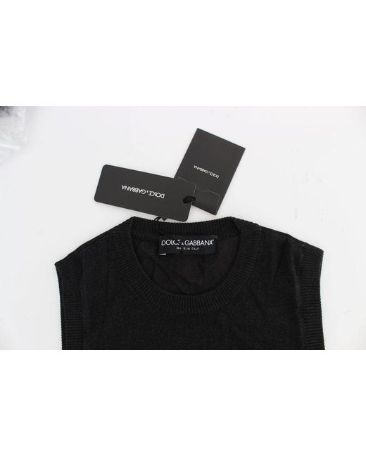 Dolce & Gabbana Black Sleeveless Crewneck Vest Pullover
