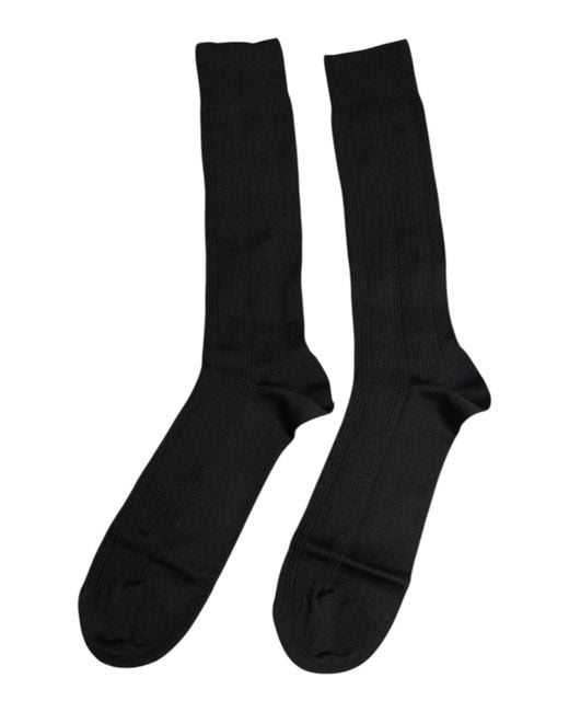 Dolce & Gabbana Black Stretch Logo Mid Calf Men Socks for men