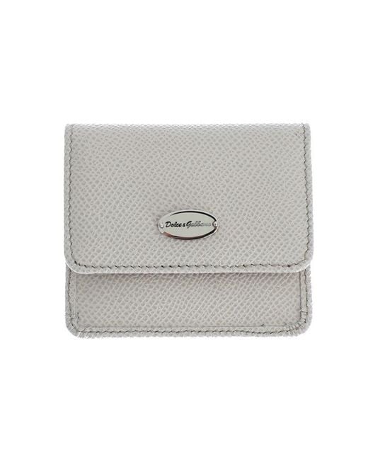 Dolce & Gabbana Gray Dauphine Leather Case Wallet