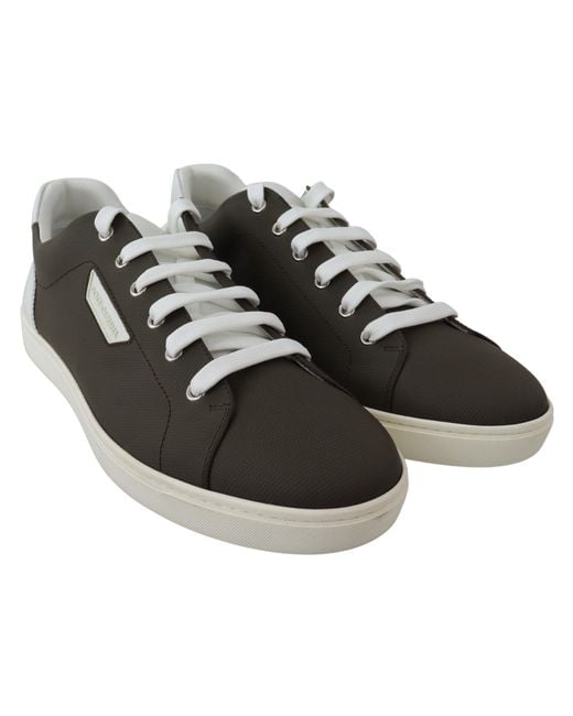 Dolce & Gabbana Black Sleek Leather Low Top Sneakers for men