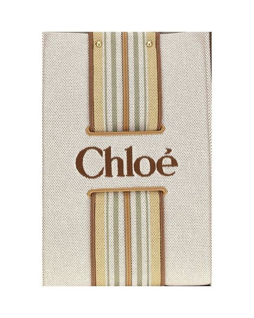 Chloé White Beige Cotton Shoulder Bag