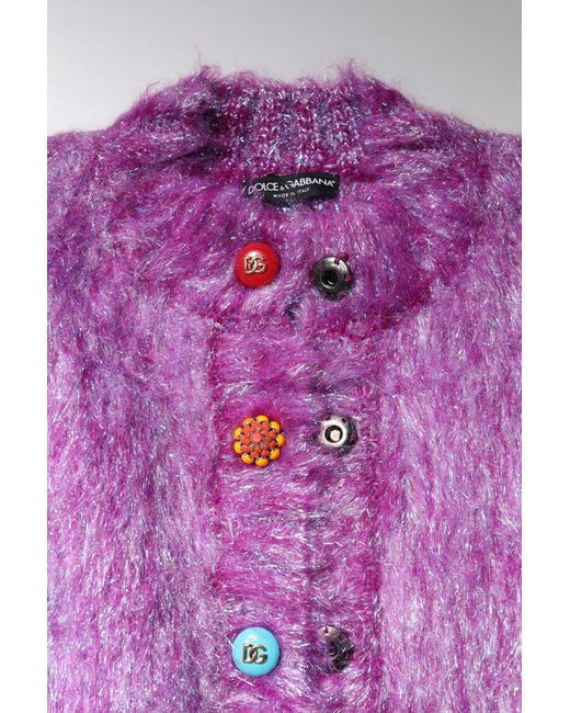 Dolce & Gabbana Purple Button Embellished Trench Coat Jacket