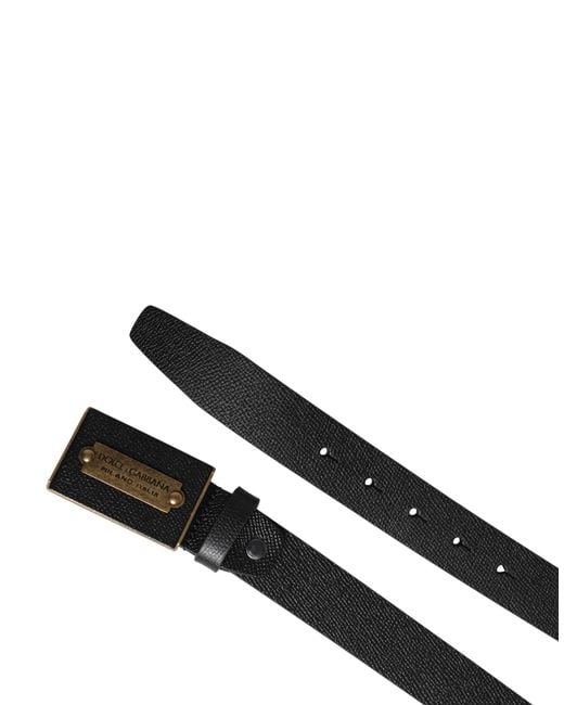 Dolce & Gabbana Black Calf Leather Metal Buckle Belt for men