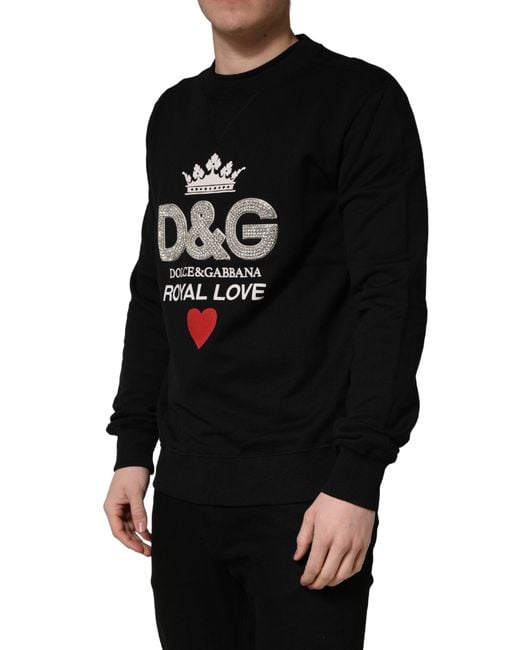 Dolce & Gabbana Black Embellished Cotton Sweatshirt Sweater for men