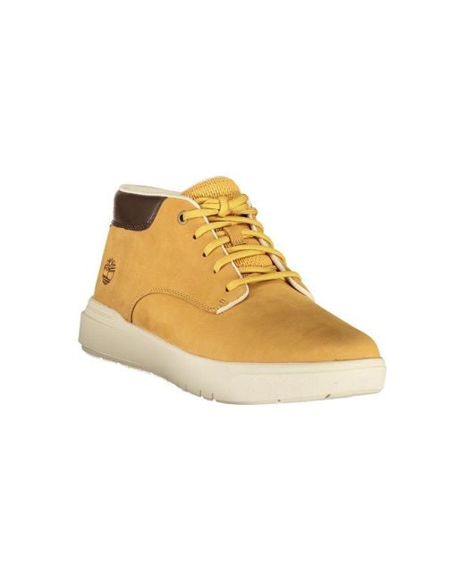 Timberland Yellow Midtop Leather Sneakers for men