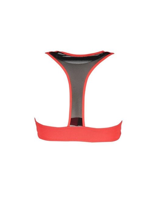 Karl Lagerfeld Red Zip Front Swim Top Sleeveless