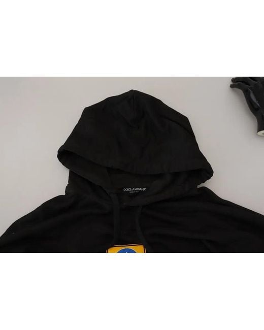 Dolce & Gabbana Black Cotton Logo Hooded Sweatshirt Sweater for men