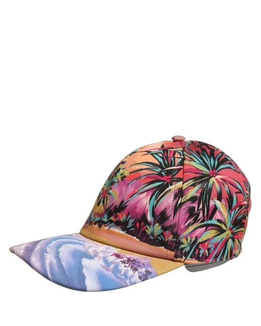 Dolce & Gabbana Blue Multicolor Tropical Themed Baseball Capello Hat