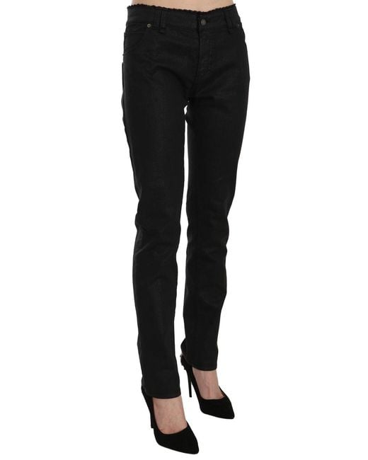 John Galliano Black Mid Waist Skinny Cotton Casual Denim Jeans