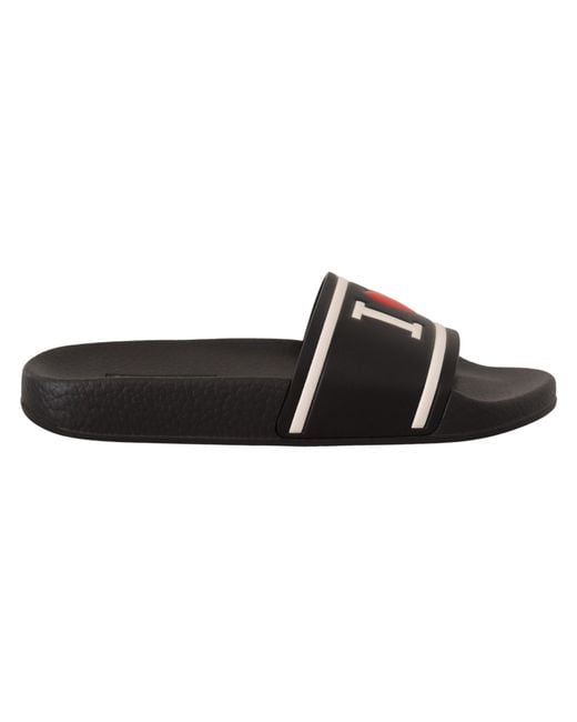 Dolce & Gabbana Black Elegant Leather Slide Sandals For Her