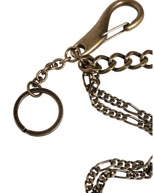 Dolce & Gabbana Metallic Tone Metal Dg Logo Crystal Keychain Keyring