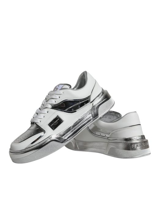 Dolce & Gabbana Gray Leather Low Top Sneakers Shoes