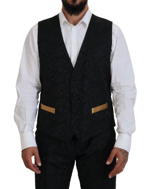 Dolce & Gabbana Black Elegant Silk Blend 3-Piece Suit for men