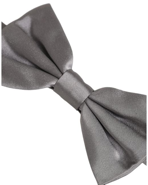 Dolce & Gabbana Men Gray 100% Silk Adjustable Neck Papillon Bow Tie for men