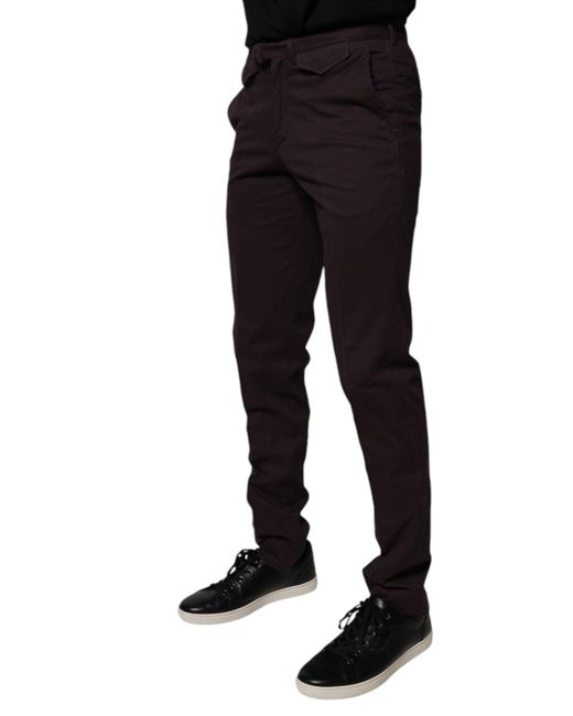 Bencivenga Black Brown Pure Cotton Slim Fit Men Dress Pants for men
