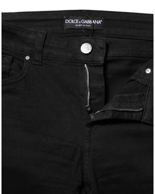 Dolce & Gabbana Black Cotton Skinny Mid Waisted Denim Jeans for men