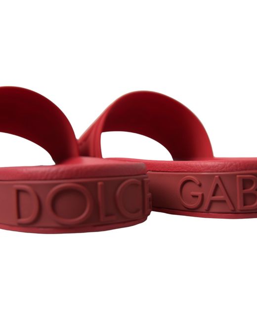 Dolce & Gabbana Red Rubber Summer Beach Slides Sandals for men