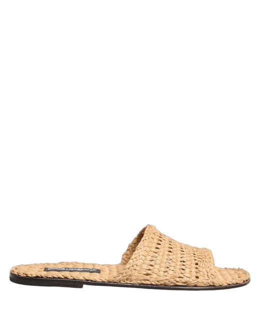 Dolce & Gabbana Natural Beige Straw Raffia Slides Sandals Flats Shoes for men